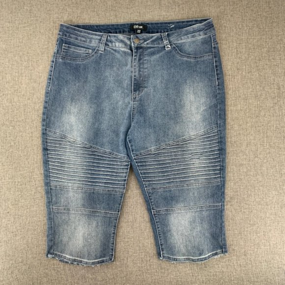 Women's Curvy Cello Bermuda‎ Jean Shorts 84% Cotton Size 22